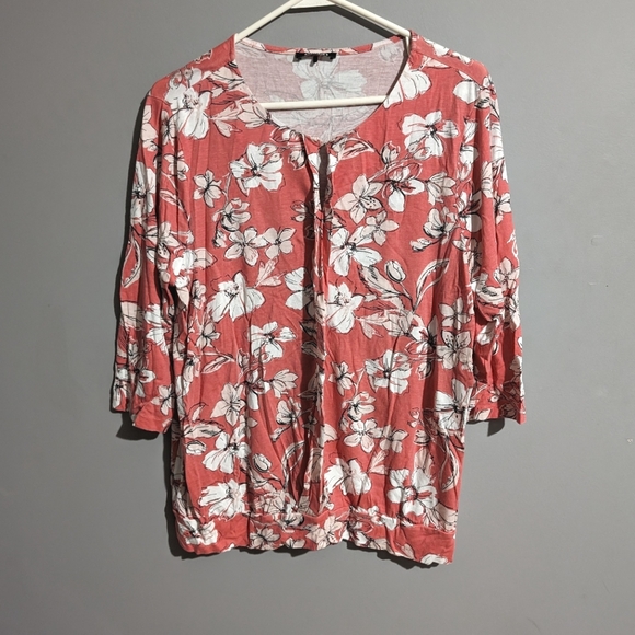 Olsen pink floral top size L - Picture 1 of 13
